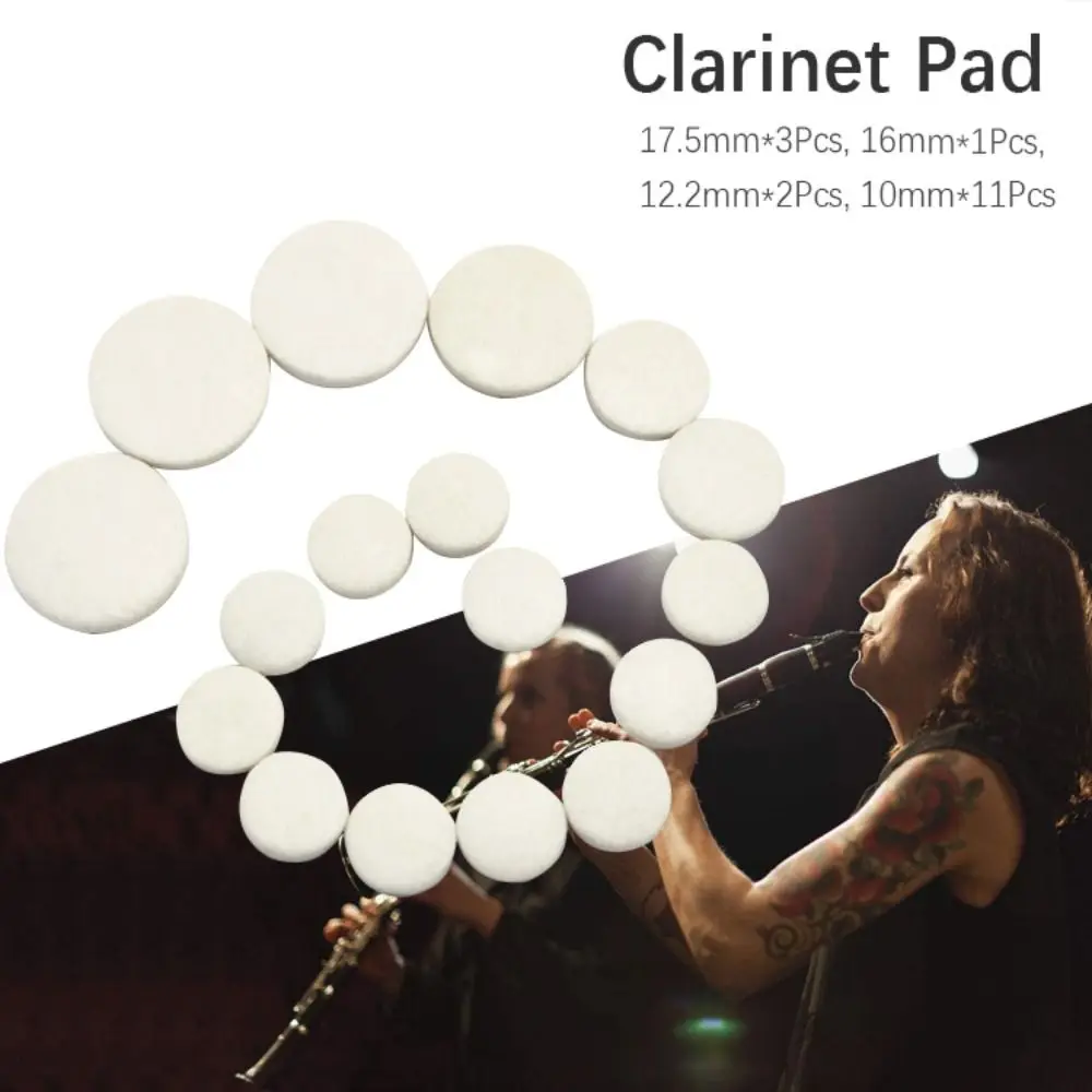 17Pcs Treble Drop B Clarinet Pad Clarinet Part Repair Material Sound Hole Pad Woodwind Instruments Accessories Tuning Hole Pad