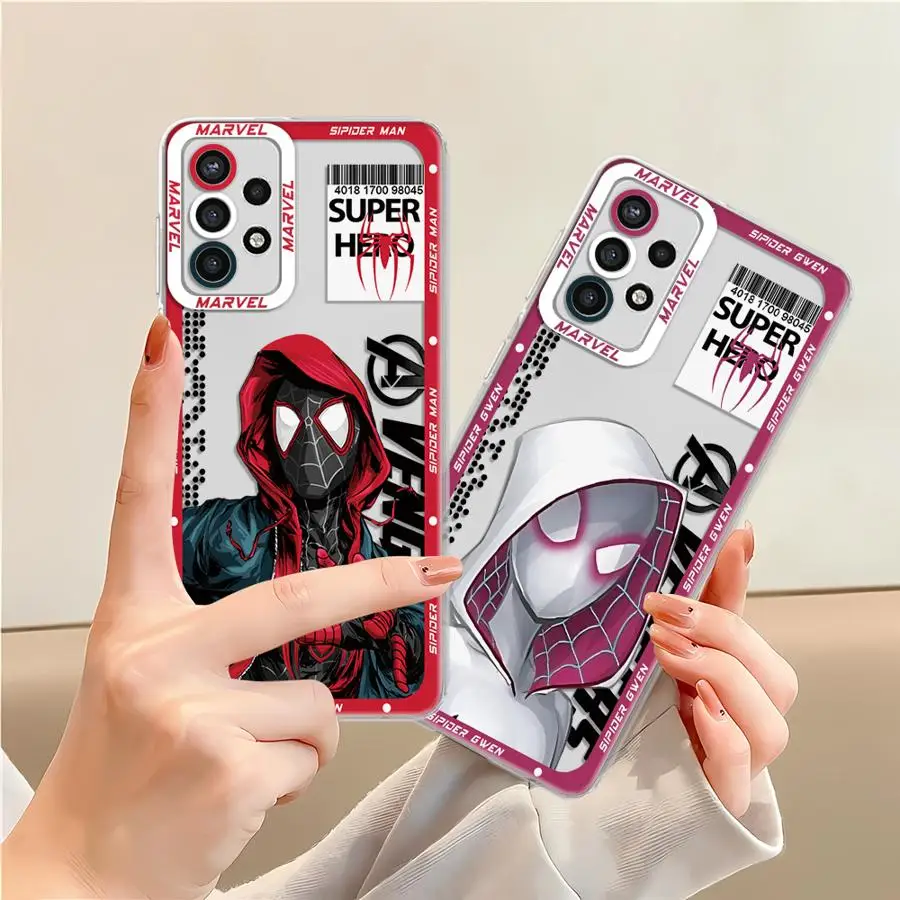 

Clear Phone Cover Case for Samsung Galaxy A71 A16 A52 A72 A31 A12 A50 A52s A32 A51 A21s Marvel Miles Morales Gwen