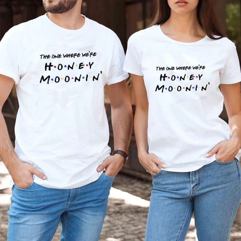 The One Where We're Honeymoonin' Tshirt Honeymoon Gift Women 2021 Cute Wedding Gift Matching Couple Shirts Just Married Tops XL