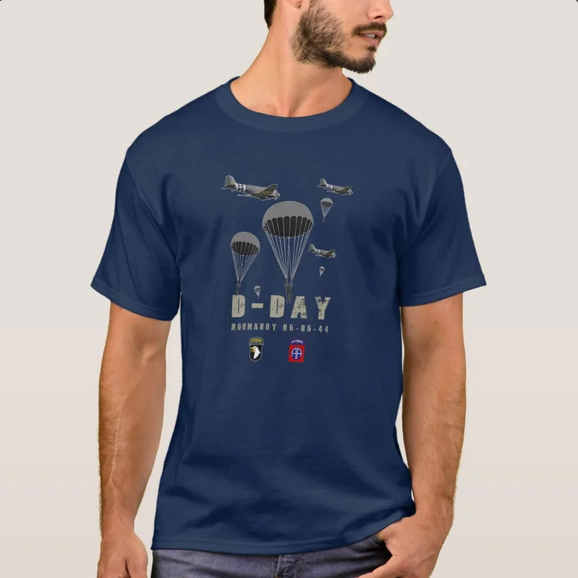 WWII D-day 82nd &101nd Airborne Division Paratroopers T-Shirt 100% Cotton O-Neck Short Sleeve Casual Mens T-shirt Size S-3XL