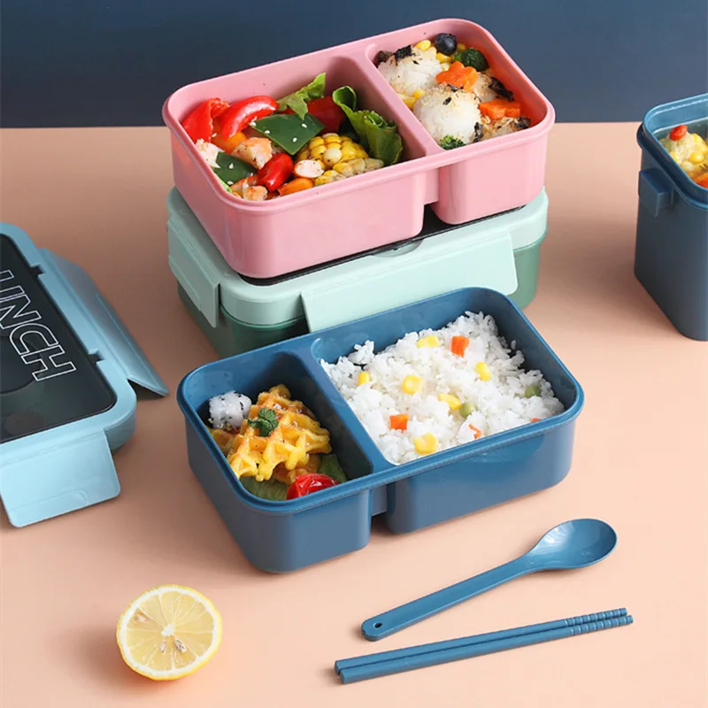 

Compartment Sealed Lunch Box with Cover Buckle, Microwave Heating Lunch Box, Tableware, Office Workers, 900ml