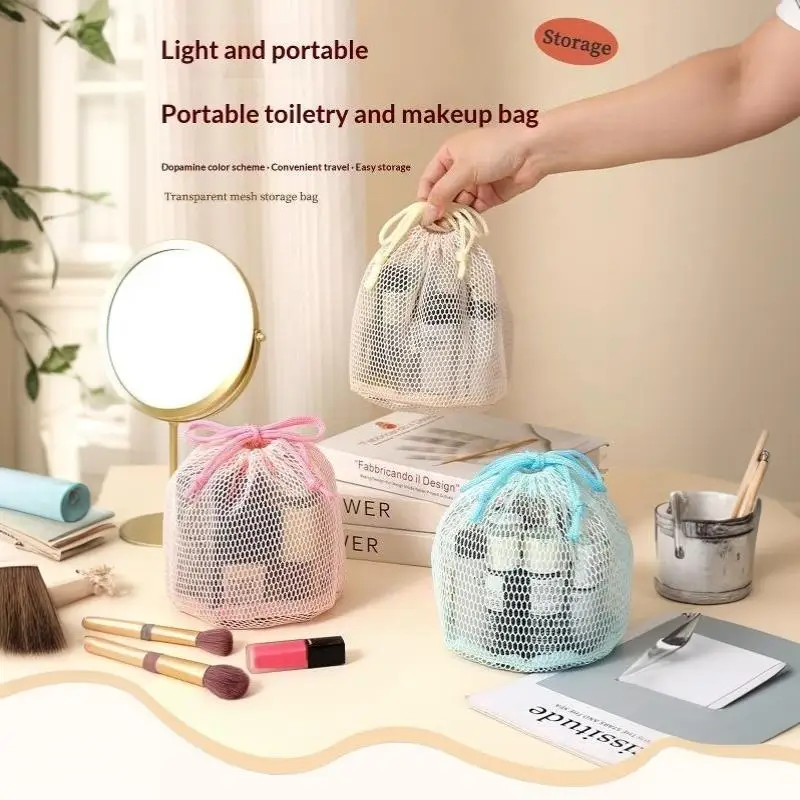 Große Kapazität Mesh-Kosmetiktasche Atmungsaktives Netz Transparenter Reise-Make-up-Organizer Glatter Reißverschluss Mehrzweck – Detail 6