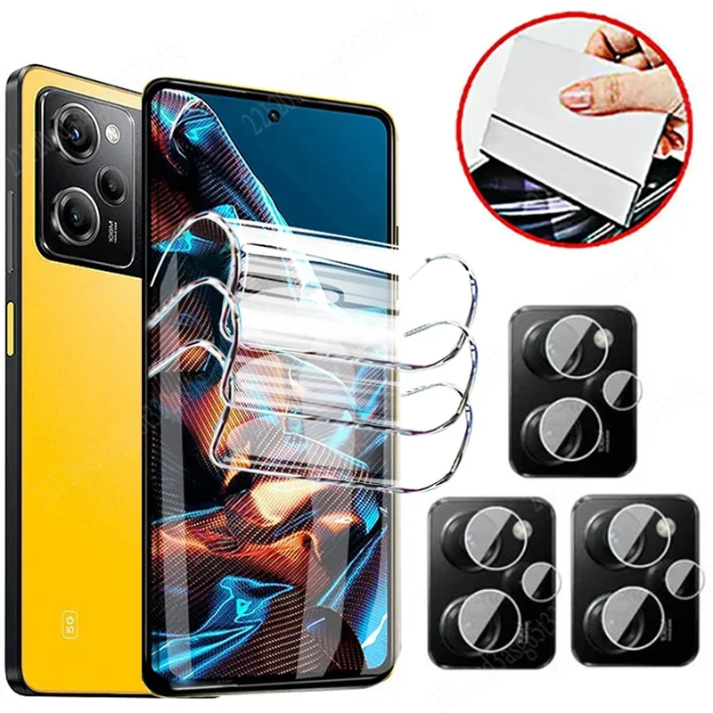 

6IN1 Hydrogel Film For POCO X5 Pro X3 NFC X4 GT C40 C65 Camera Screen Protector For Poco F5 Pro F4 GT F3 F2 M5 M4 M3 Pro 5G Film