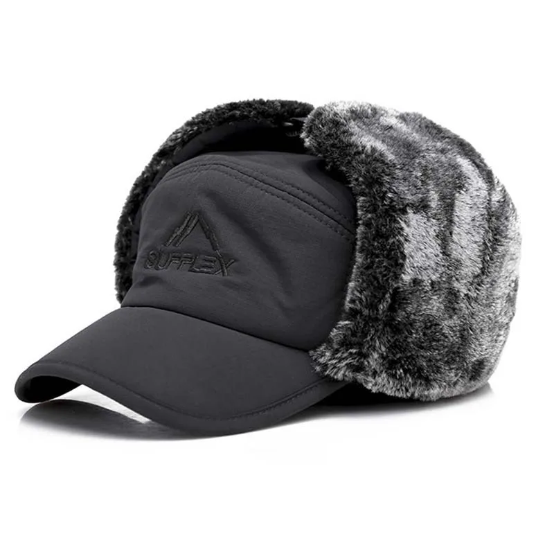 Winter Fur Warm Windproof Hat Men Women Lei Feng Cap Bomber Faux Fur Ear Flap Cap Black Ski Trooper Trapper Cold Anti-snow Cap