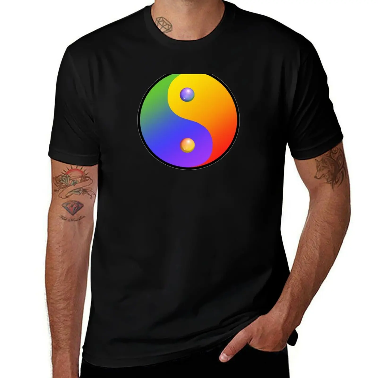 

Rainbow Yin Yang T-Shirt t shirts for man graphic vintage t shirt for man 100 percent cotton man t shirts for men casual T-Shirt