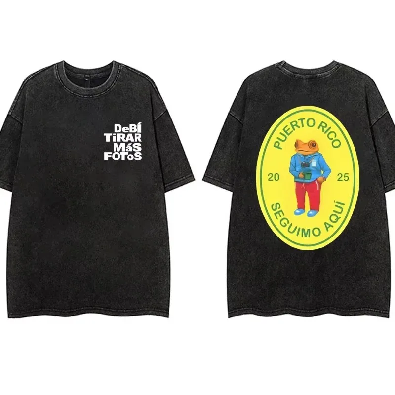 

Vintage Washing T Shirt Bad Bunny DeBi TiRAR MaS FOToS DTMF T-shirt Men Fashion Cotton Wash Tshirts Male Hip Hop Gothic Tees
