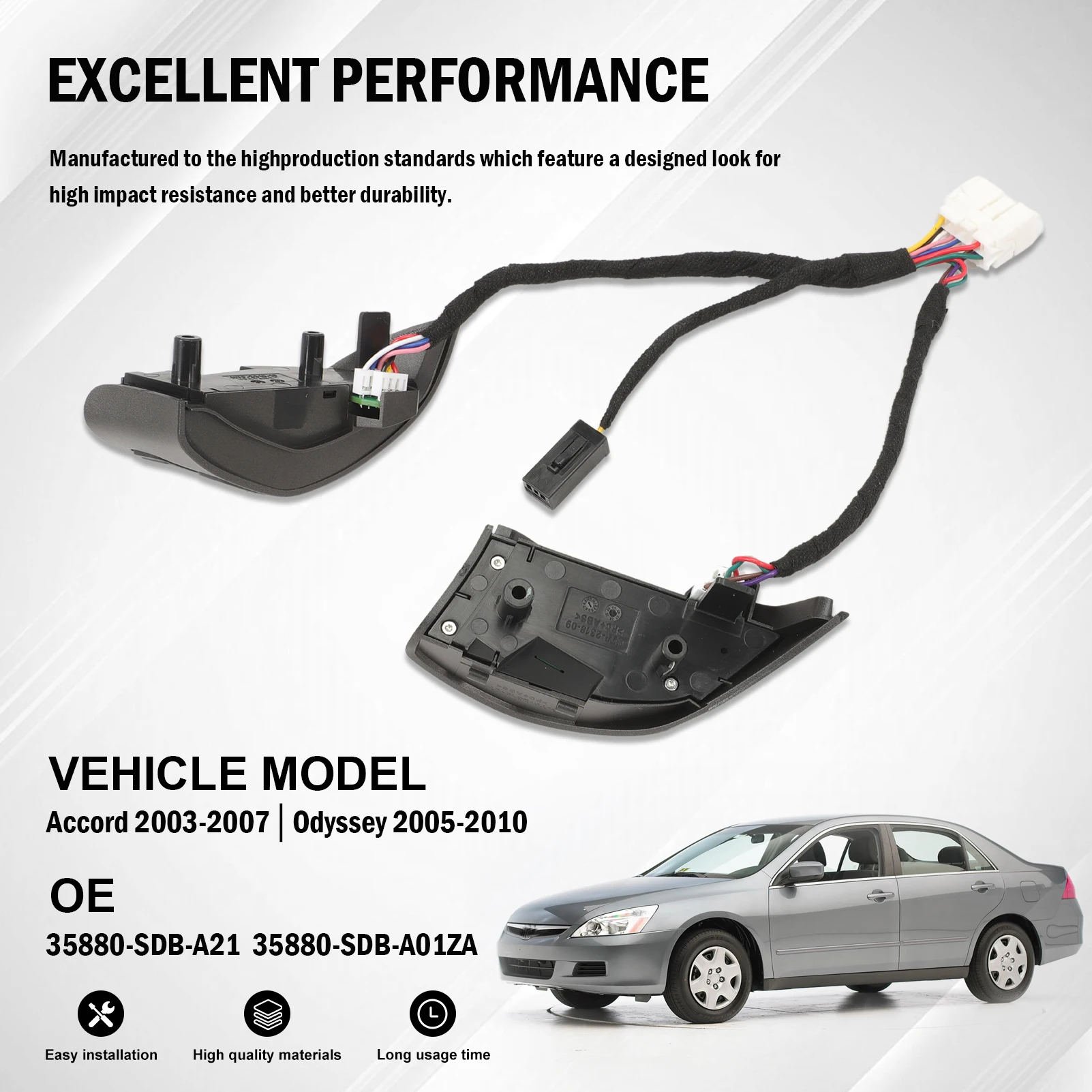 

Steering Wheel Mounted Volume Cruise Control Switch Button For Honda Accord EX MK7 2003-2008 35880-SDB-A21 35880-SDB-A01ZA