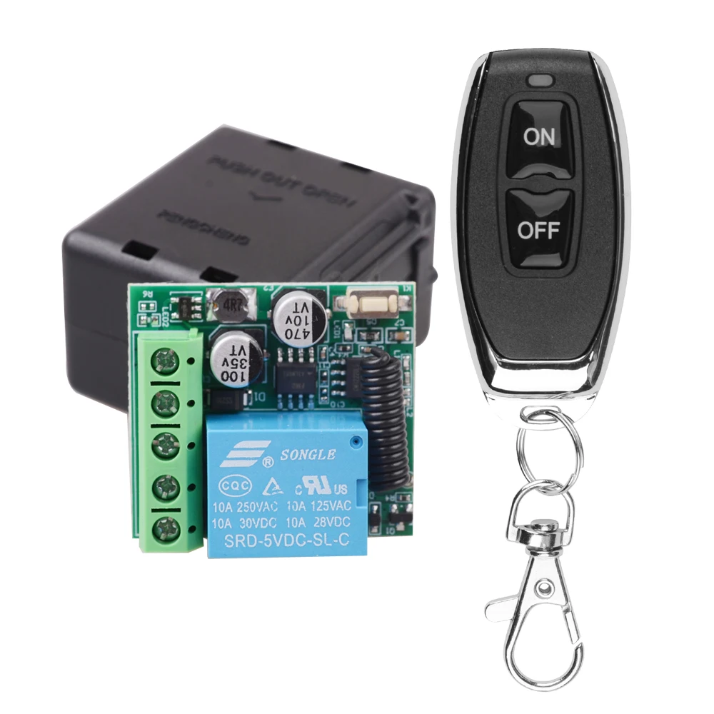 DC 5V 12V 24V 433Mhz RF Wireless Remote Control Switch 10A Relay Receiver Module On Off  Transmitter For LED Access Door System