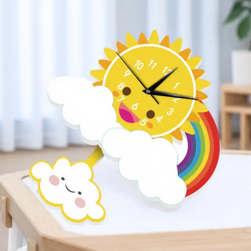 

Sun Rainbow Swing Wall Clock Creative Cartoon Decorative Timepiece for Bedroom Living Room Office Kids Room Home Decor