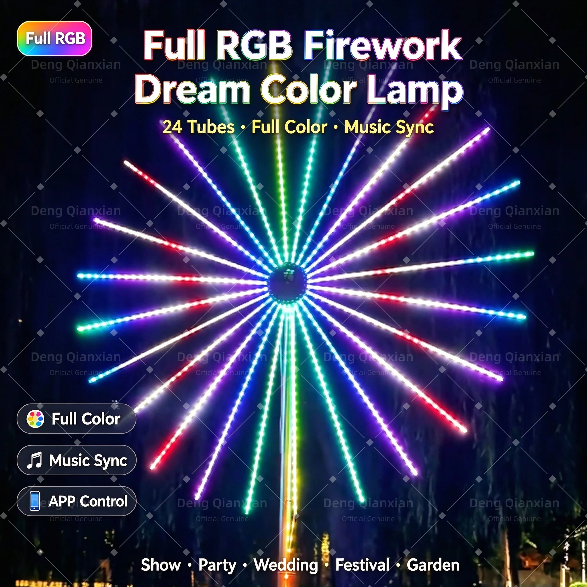 New Firework Lights Outdoor 2026, Programmable RGB Strobe, Double-Sided, Windmill Rotating, Waterproof Square Decor