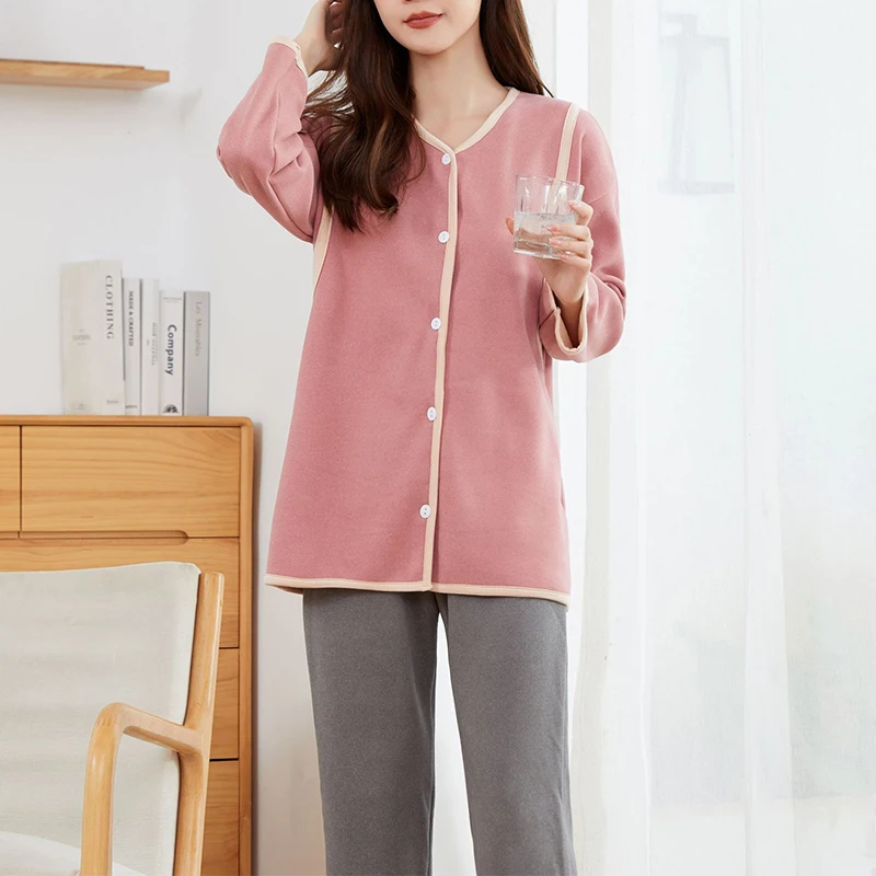 Breastfeeding Maternity Pajamas Cotton Maternity Nursing Clothes For Thickened And Fleece Maternity Confinement Clothing Suit