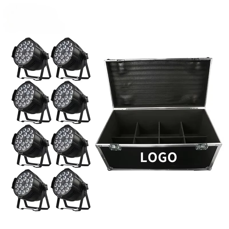 Professional Stage Wedding Party 8 Pack RGBW DMX512 Wash 18pcs LED Par Light with Flight case