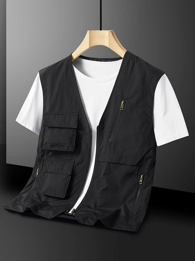 2025 new spring and autumn men's outdoor multi-functional multi-pocket quick-drying fishing vest vest casual coat waistcoat