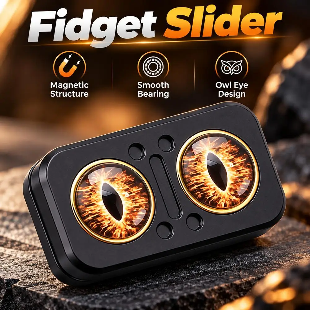 EDC Owl Fidget Slider Magnetic Metal Push Slider Fidget Spinner Adult Antistress Stress Relief Hand Spinner ADHD Autism Toy Gift