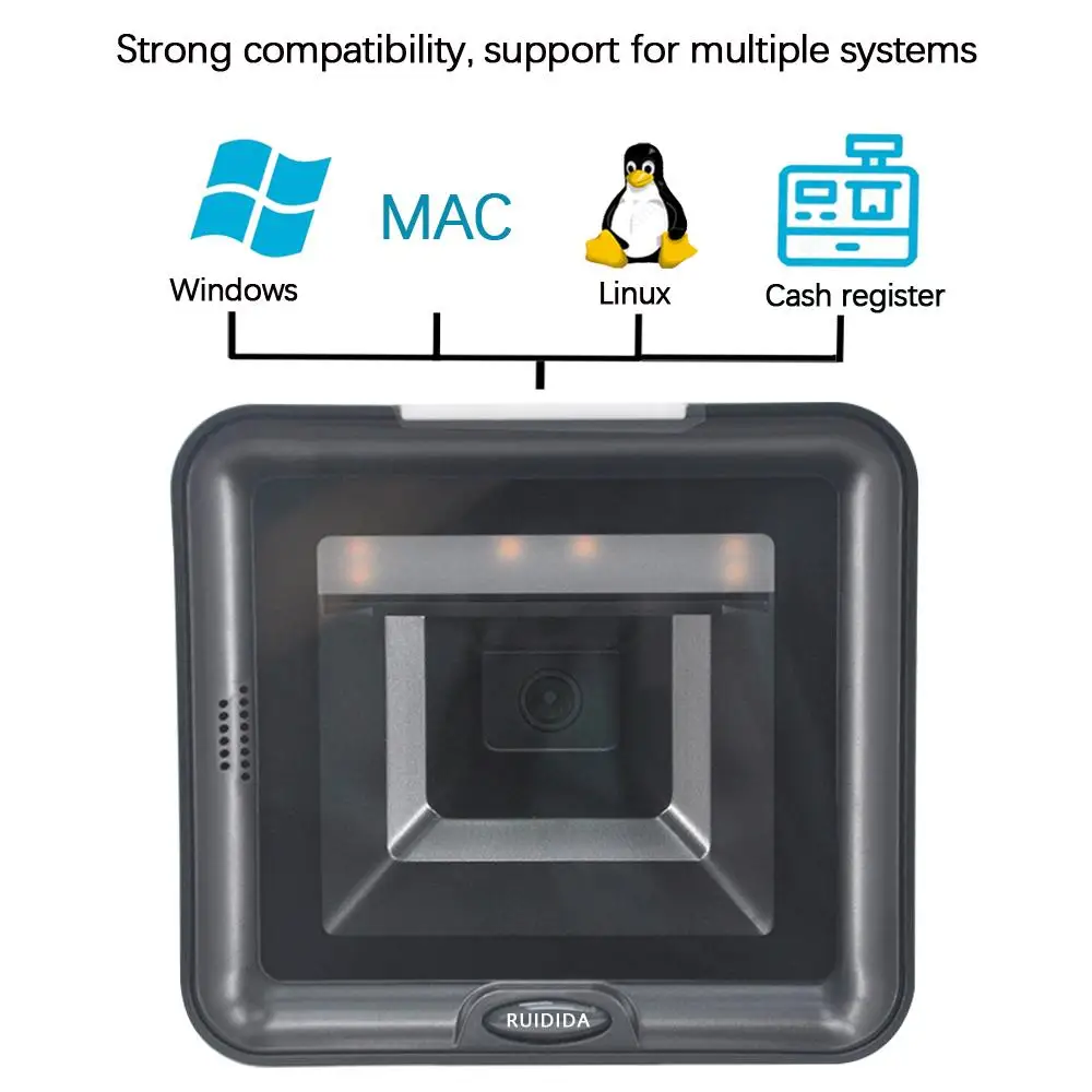 1D 2D Platform Barcode Scanner Desktop Bar Reader Hands-Free Code Scanner Wired USB Scanner QR Code Reader