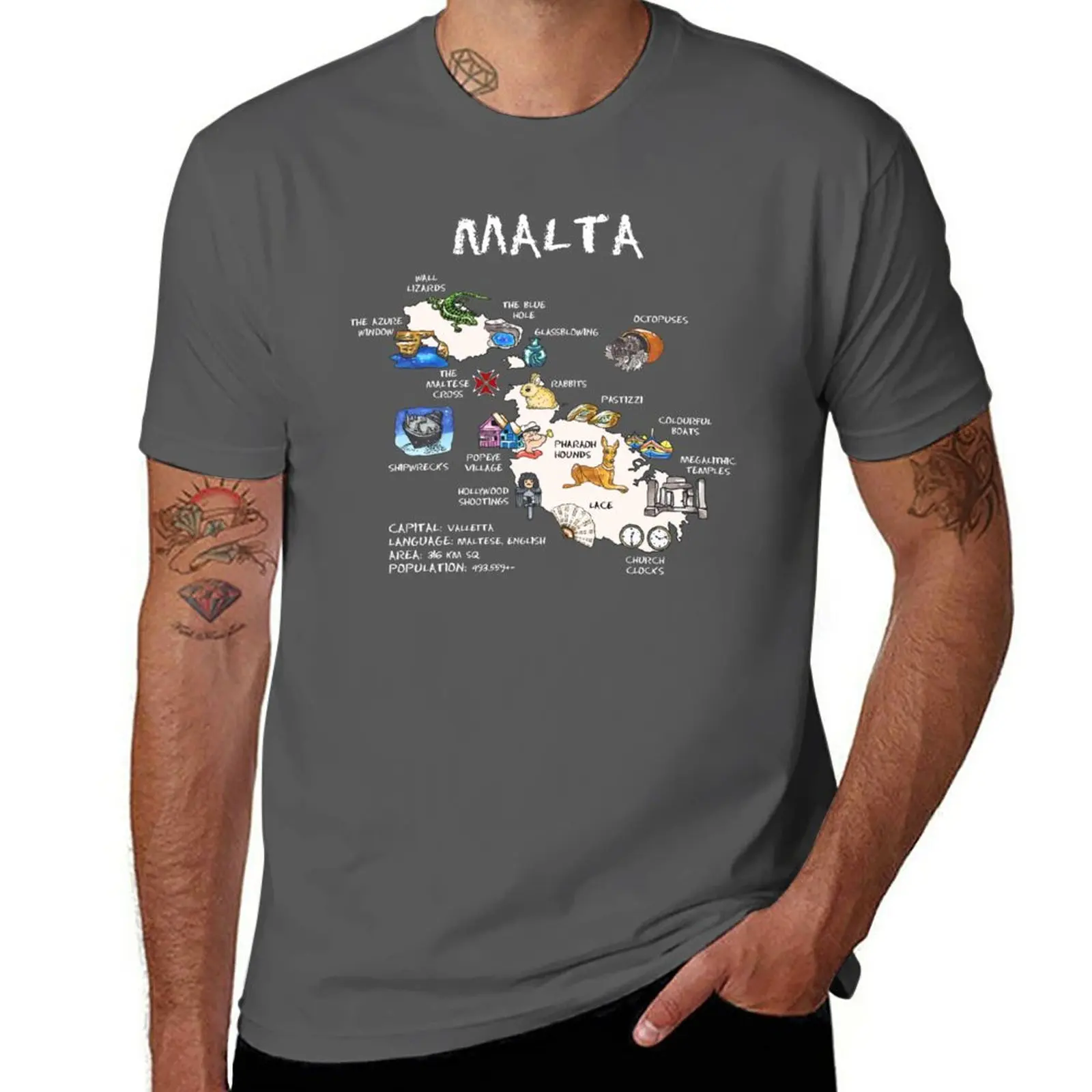 New Malta - illustrated map T-Shirt korean fashion oversized t shirts T-shirt short plain t-shirt men