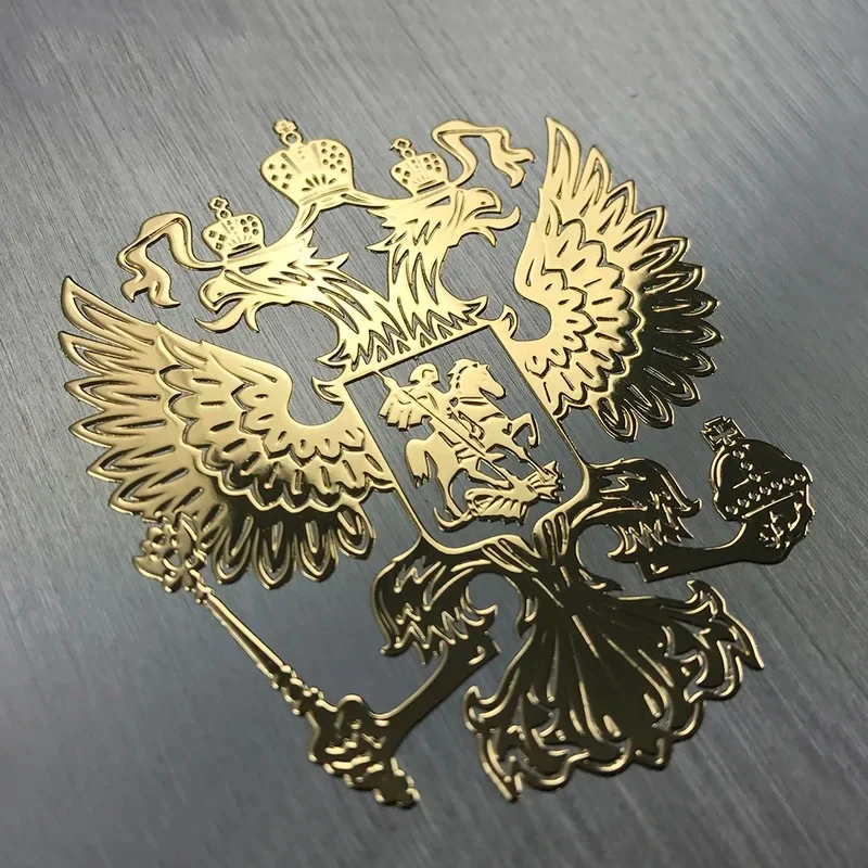 1/2/3/4PCS Coat of Arms of Russia Nickel Metal Car Stickers Decals Russian Federation Eagle Emblem Car Sticker Gold Sliver