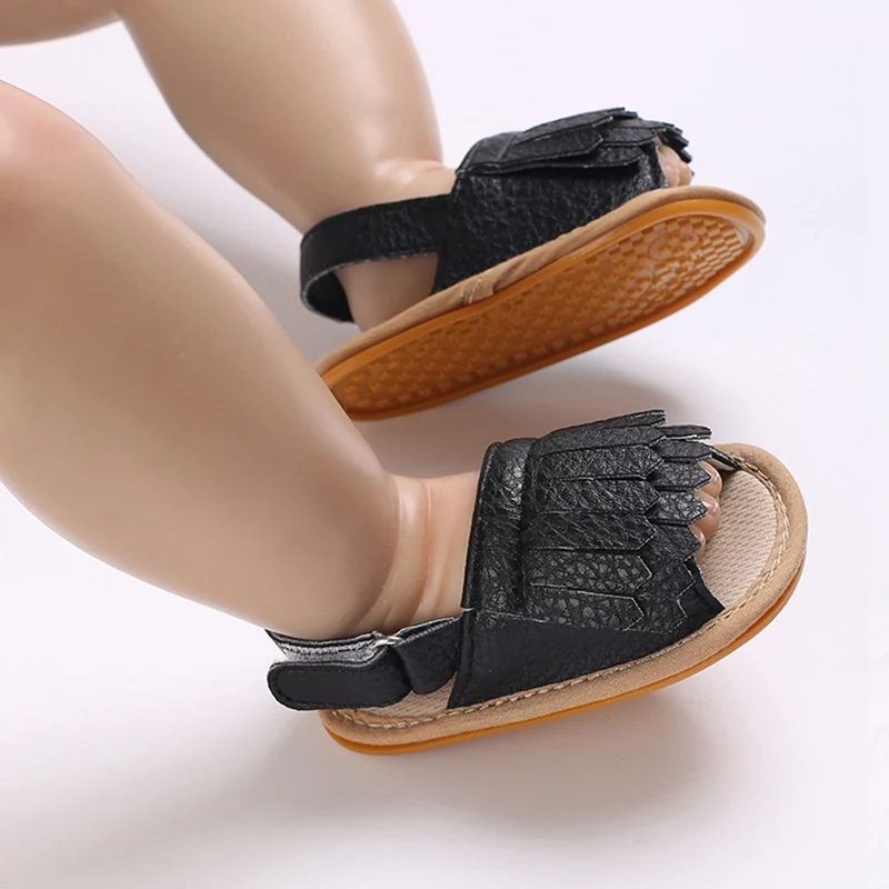 New Infant Baby Shoes Baby Boy Girl Shoes Toddler Flats Summer Sandal PU Soft Rubber Sole Anti-Slip Crib Shoes First Walker