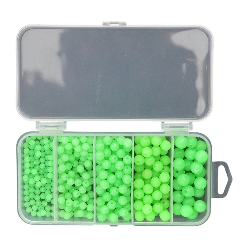 375Pcs/Set Fishing Beads Fishing Accessory Night Glow Fishing Soft Beads Green Fishing Baits Eggs Fishing Tackles Tool