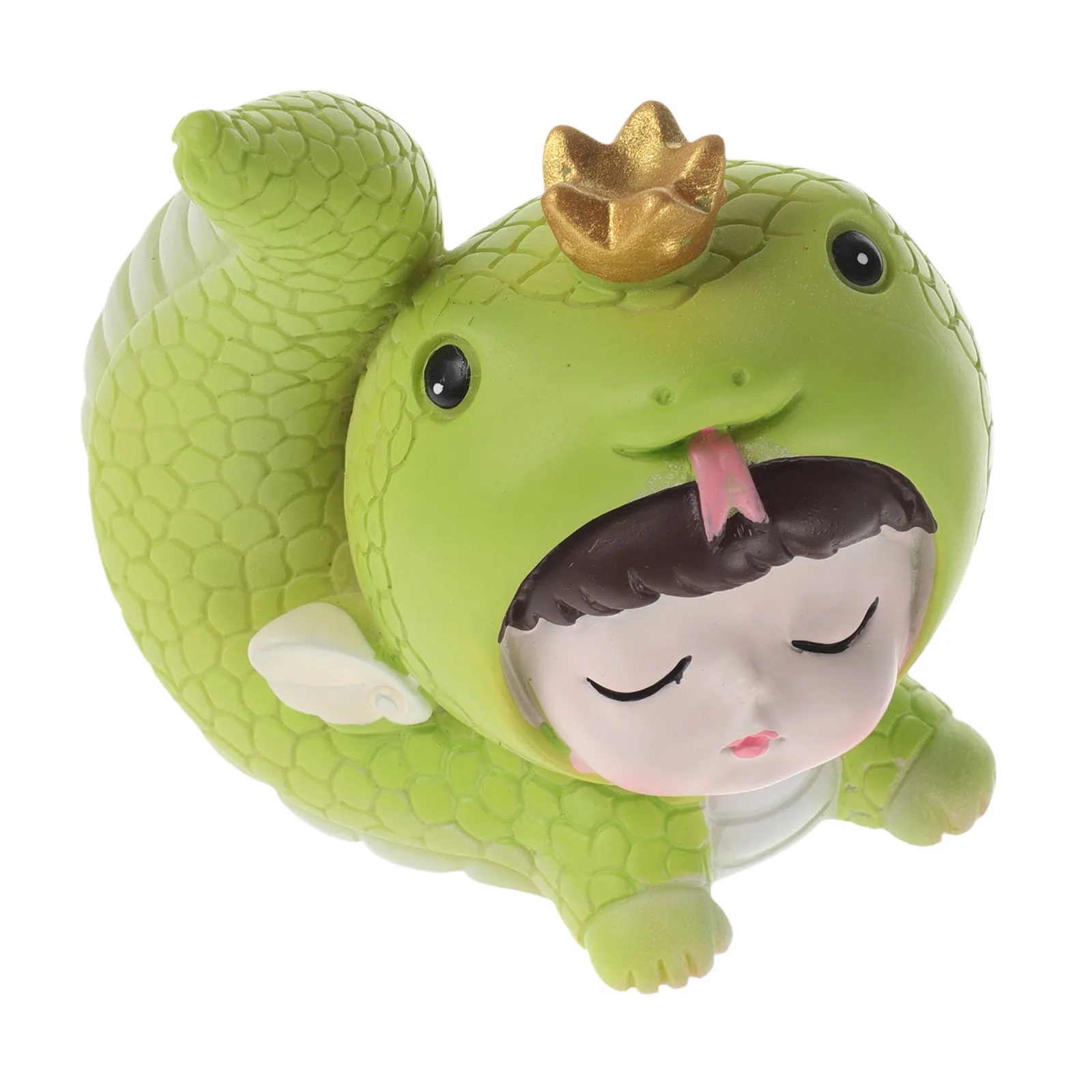 Mini 2025 Crown Snake Baby Resin Ornament Car Dashboard Lucky Mascot Chinese New Year Decoration Year of The Snake Decor Art