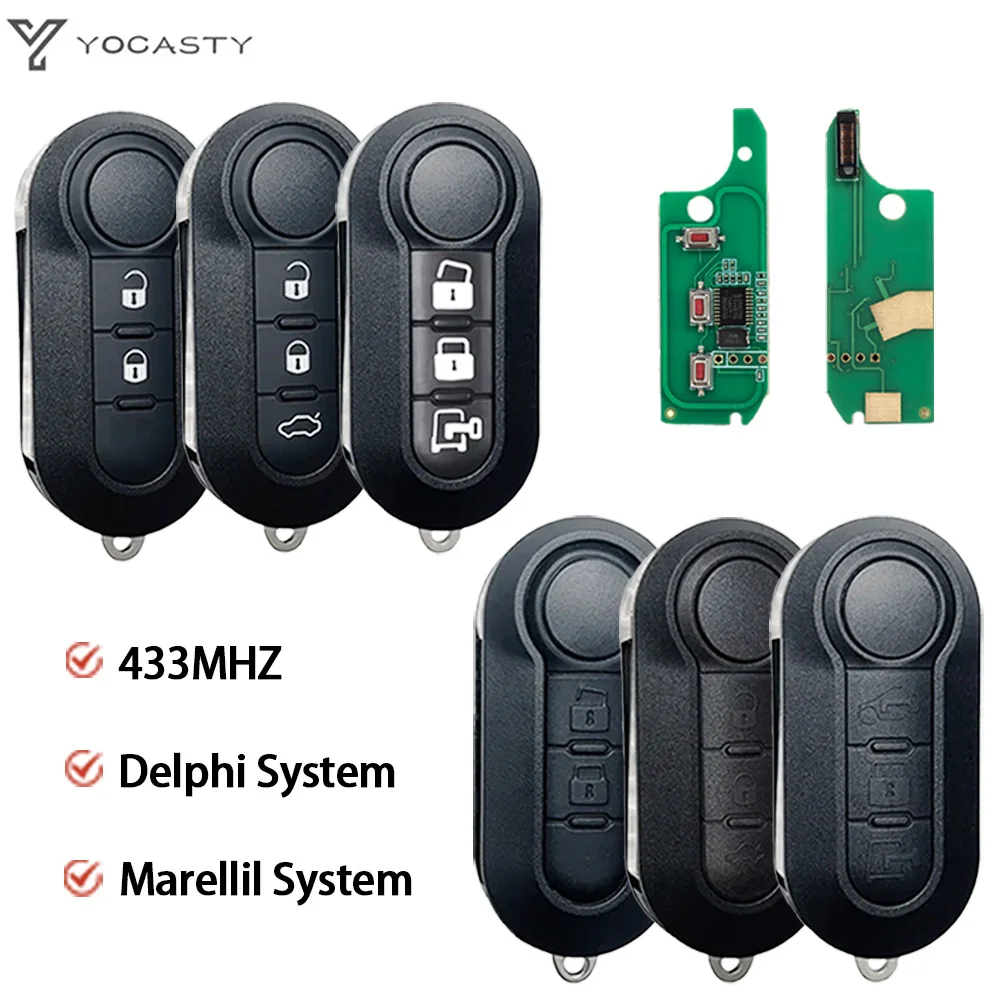 YOCASTY 2/3 Button Flip Folding Remote Car Key For Fiat 500 500L  Doblo Bravo Ducato Qubo Grande Punto With SIP22 Blade