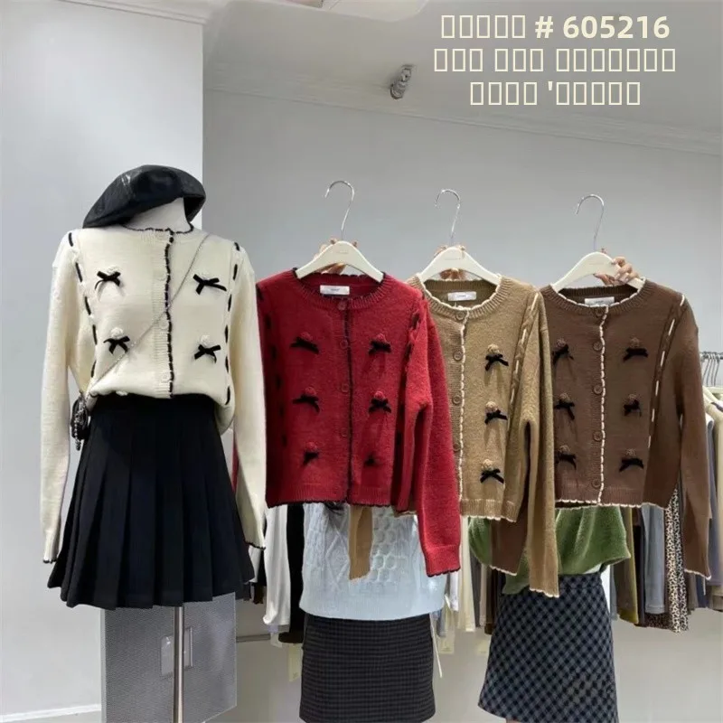 

MOLORDA, новый зимний нежный крючок с цветком, цветная блузка на одной пуговице, красный вязаный свитер, кардиган, верхняя одежда, маленький Fraance Sle