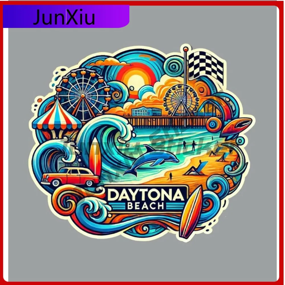 

Daytona Beach Florida Vinyl Sticker Fridge Bumper Laptop Decals Adventure Motorcycle Stickers Forest Tent Suv Camper Windshield