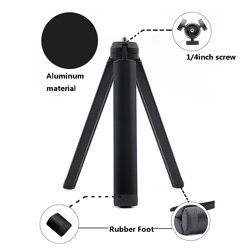حامل تركيب أنبوبي بمقبض من سبائك الألومنيوم ، حامل عصا سيلفي أحادي البلورات ، حامل ثلاثي القوائم صغير لبطل Gopro ، DJI ، OSMO ، كاميرات SJcam
