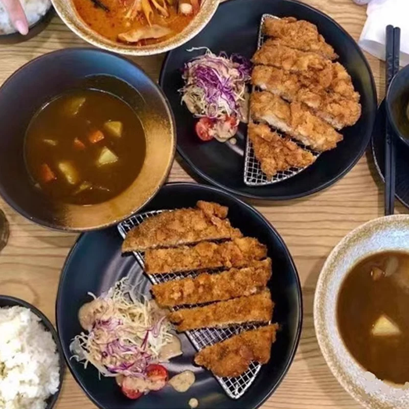 شواية يابانية من الفولاذ المقاوم للصدأ مستطيلة شبه دائرية فرايد تيمبورا رف شبكي مقلي شرائح لحم الخنزير رف تبريد للخبز #6