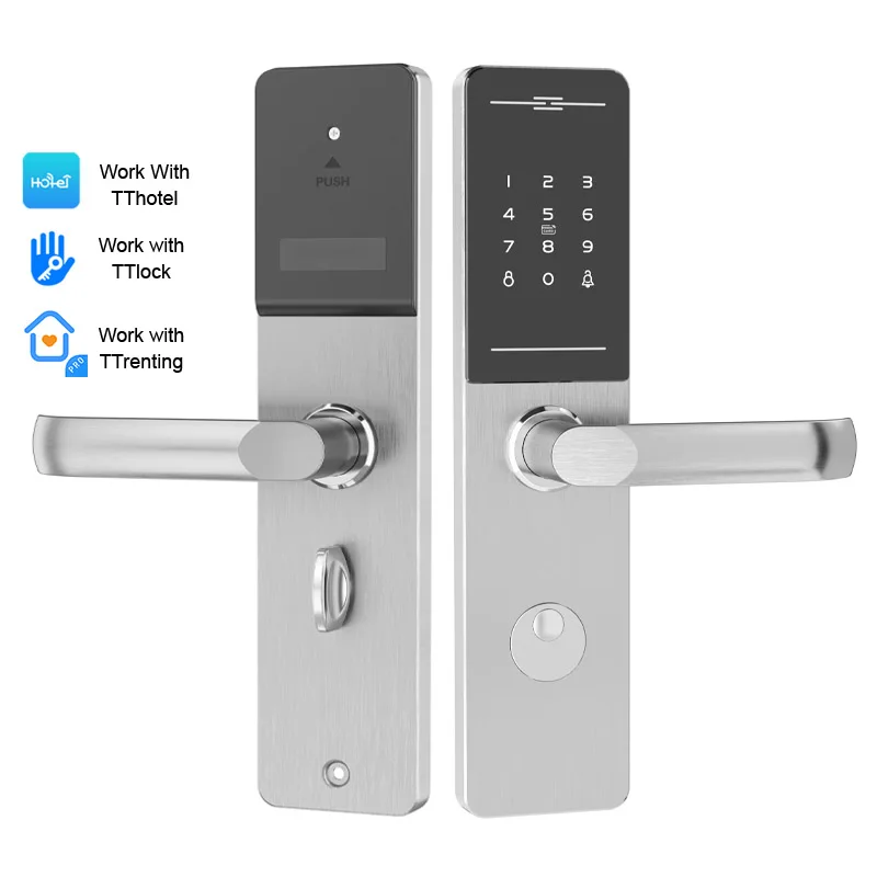 Wireless TTlock Bluetoth Smart Home Keyless Online Management Wifi Hotel Door Locks with Touch Keypad