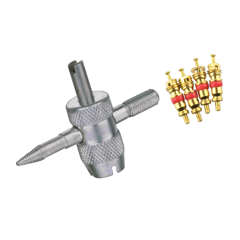 

4 in 1 Tyre Core Removal Tool 4 Cores Car Bike Motorcycle Atv Universal Valve Stem Repair Kit Durable Multi Purpose