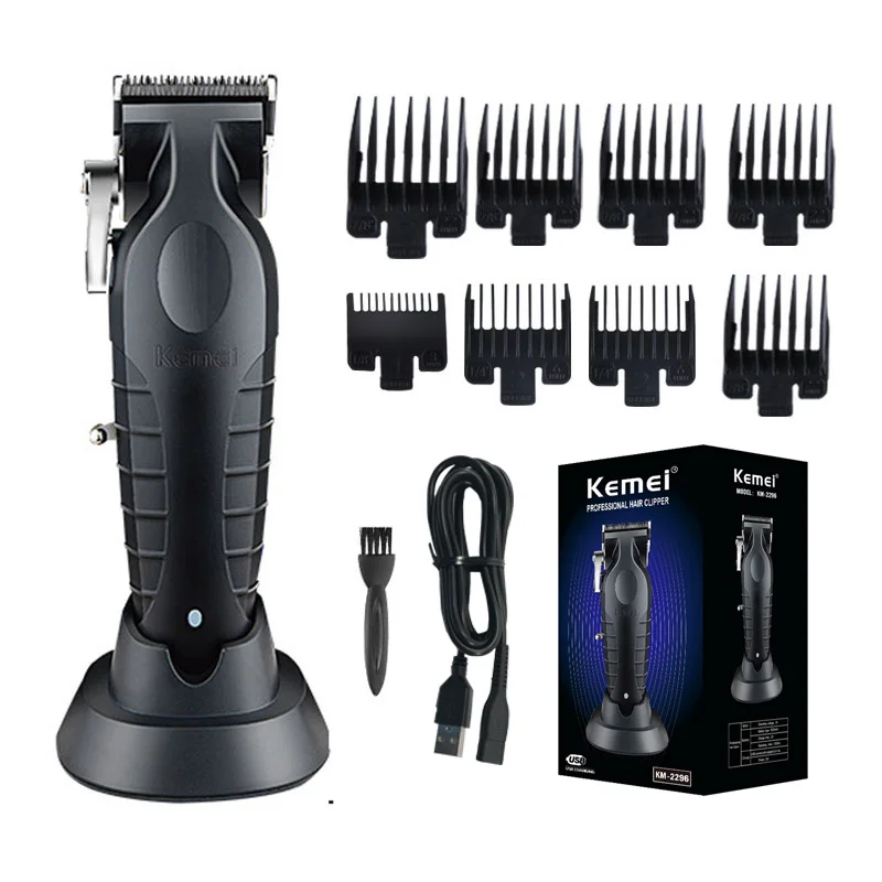 KM2296 Kemei Original Professional Rechargeable Hair Trimmer Adjustable Hair Clipper USB Carving Barber Salon