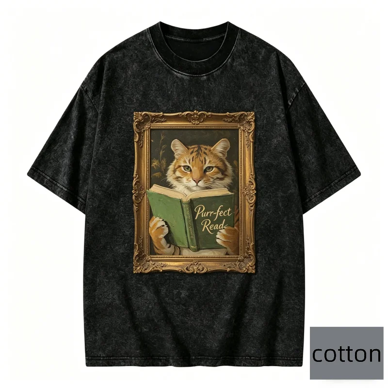 Koreanischer Vintage-Stil Gewaschenes Kurzarm-T-Shirt mit Go Get Em Tiger Grafik-Print für Männer und Frauen, Locker Sitzend, Streetwear, Lässiges Oberteil – Detail 6