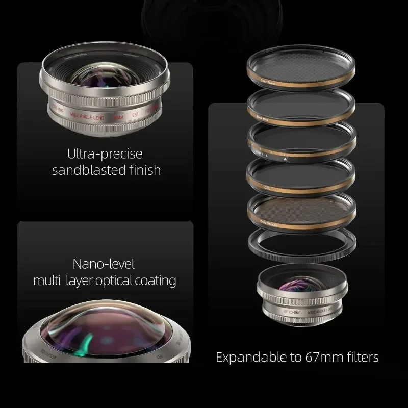 Fotorgear t-mount lente externa do telefone móvel retrato macro grande angular fisheye 1.55x lente de telefone anamórfico para capa de telefone
