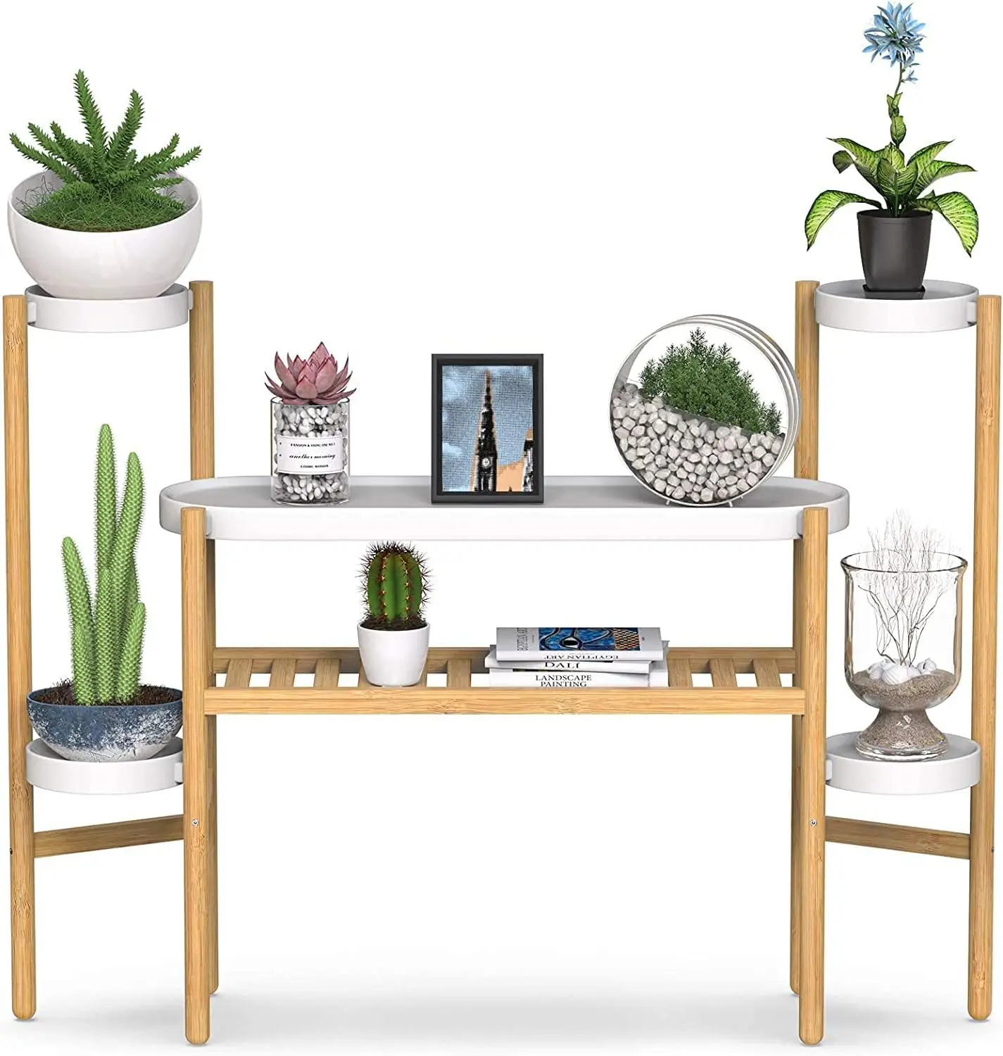 

Bamboo Plant Shelf Indoor, 3 Tier Tall Corner Plant Shelves Holder & Plant Display Rack for Outdoor Garden Indoor Home