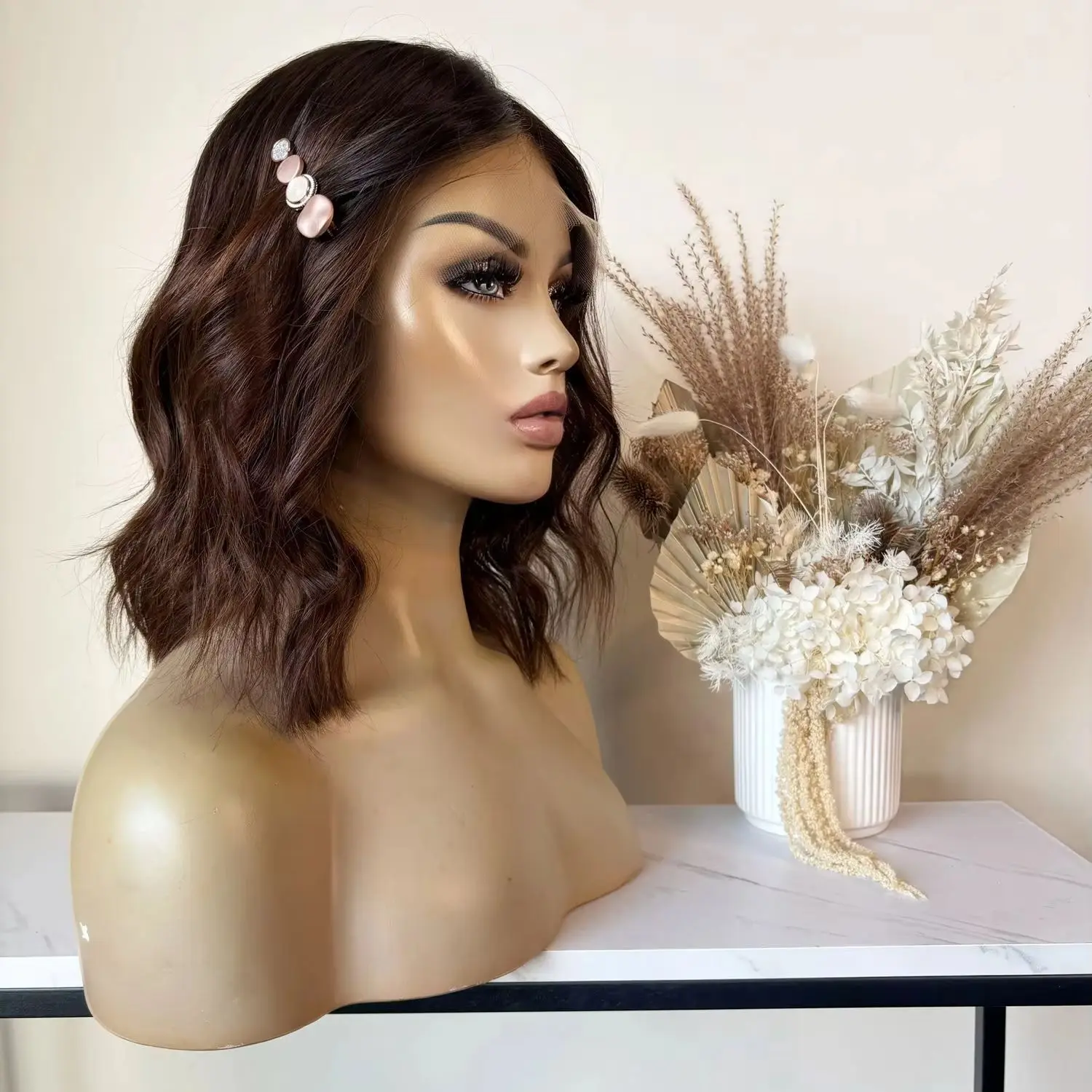 

Синтетические парики Bob Loose Deep Wave с кружевной основой, короткие, с центральным пробором, реалистичный вид, естественная линия роста волос, для повседневной носки, вечеринок, косплея, женские