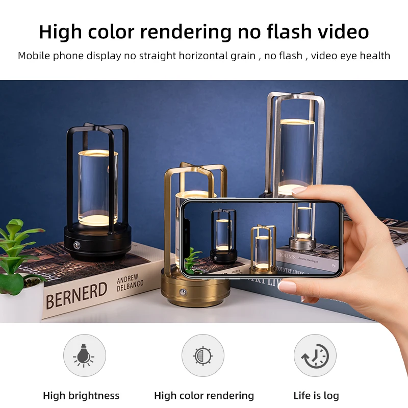 Light Luxury Atmosphere Night Light Retro Charging Touch Dimming Decorative Table Lamp Decoration/Bedroom Atmosphere Light