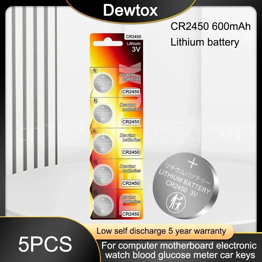 CR2450 600mAh CR 2450 3V Lithium Batteries DL2450 BR2450 LM2450 for Watch Car Key Remote Control Button Cell