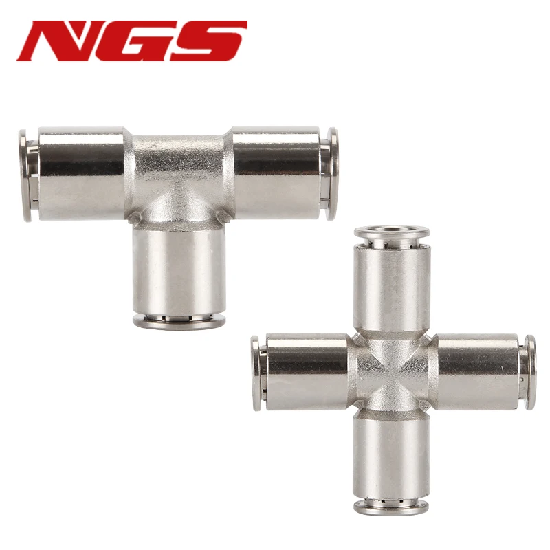 Brass Pneumatic Metal Fittings All Copper Nickel-plated Joint Quick Connector PU/PY/PE/PV/PM/PZA Hose 4mm 6mm 8mm 10mm 12mm 16mm