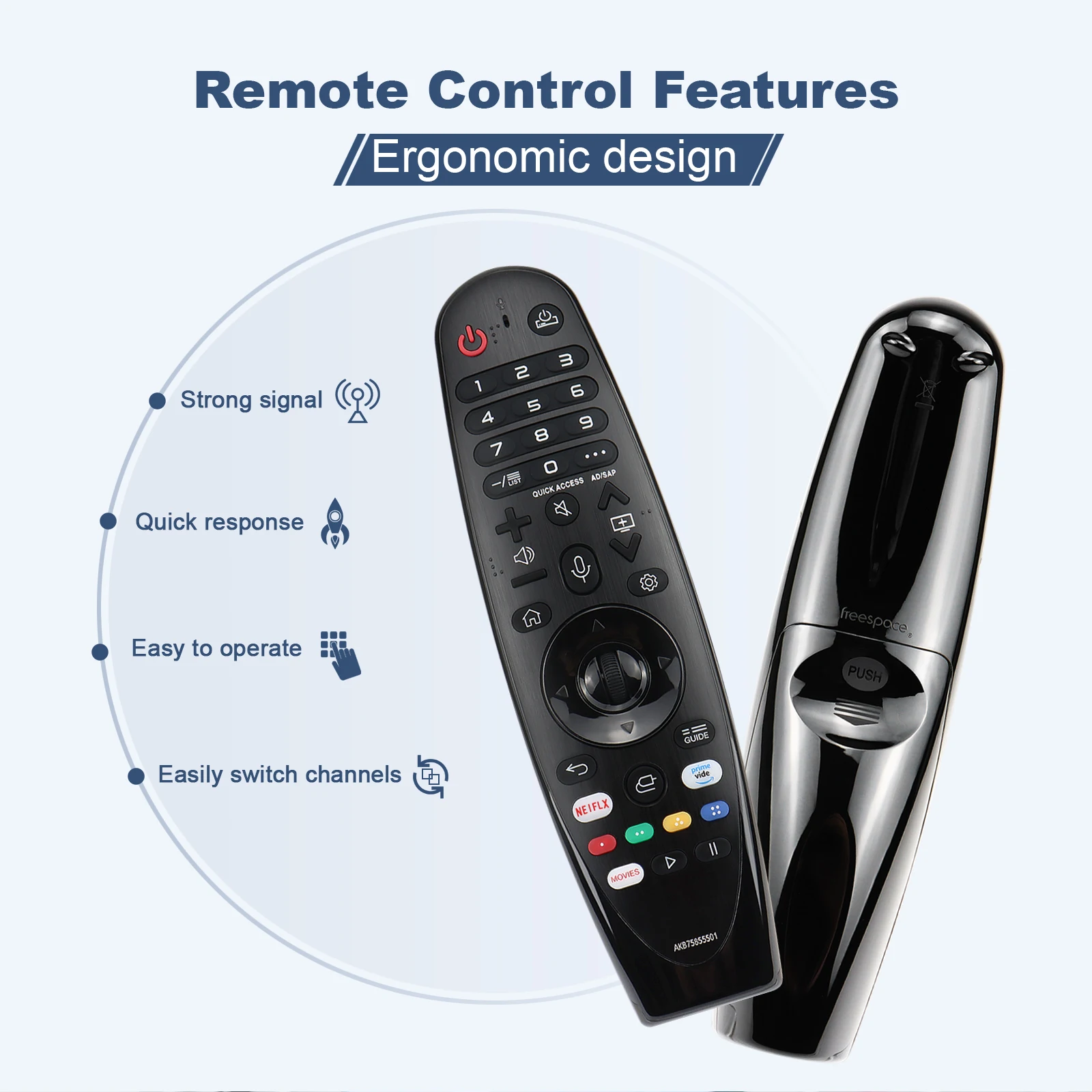Replacement Remote for L.G Smart TV Magic Remote, for LG TV Remote Control AKB75855501 (no voice function,no pointer function)