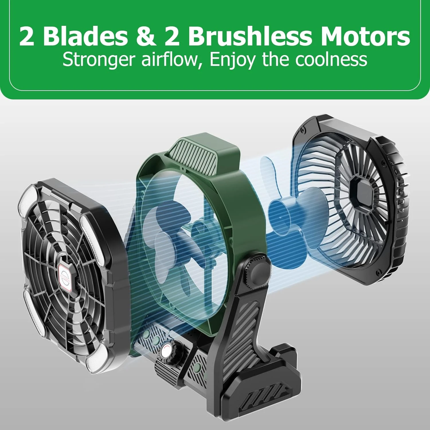 ทรงพลังและกะทัดรัด พัดลมตั้งแคมป์แบบชาร์จไฟได้อเนกประสงค์พร้อมโคมไฟ LED ออกแบบมาอย่างสะดวกสําหรับ c แบบพกพาในระหว่างการเดินทาง