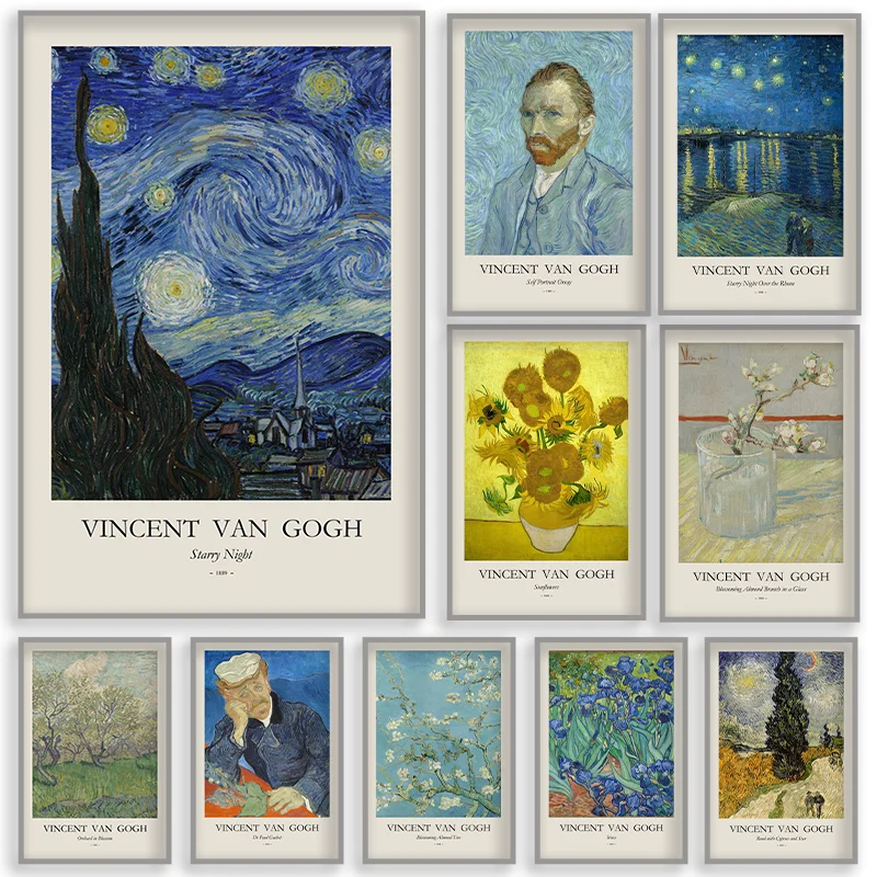 Dewprint Vincent Van Gogh Famous Painting Canvas Posters Sunflower The Starry Night  Wall Art Living Room Bedroom Decor Unframed