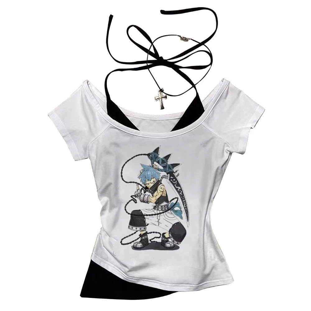 Soul Eater crop top girl scene  japanese clearance sales cutecore dollette tshirt vintage manga japan kawaii