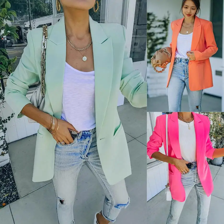 

Long Sve Smart Повседневный женский костюм Jaet Верхняя одежда из полиэфирного волокна Busin Повседневный прямой крой средней длины