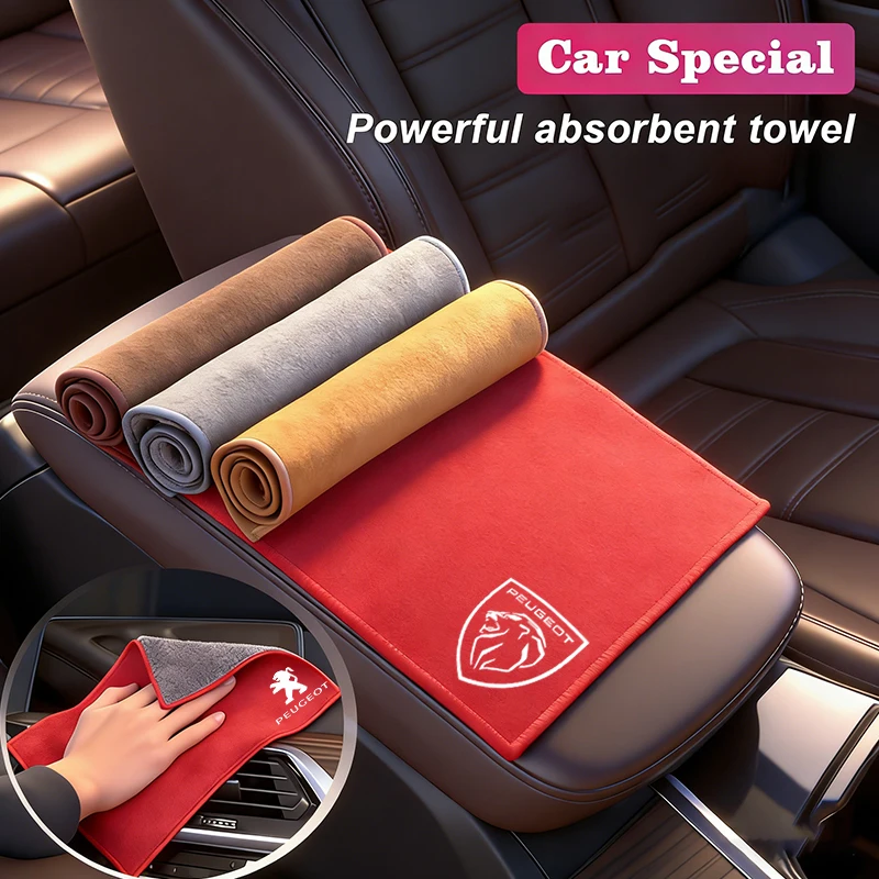 Microfiber Towel Car Cleaning Care Accessories For Peugeot 206 307 308 207 3008 208 407 508 2008 5008 301 406 408 607 4008
