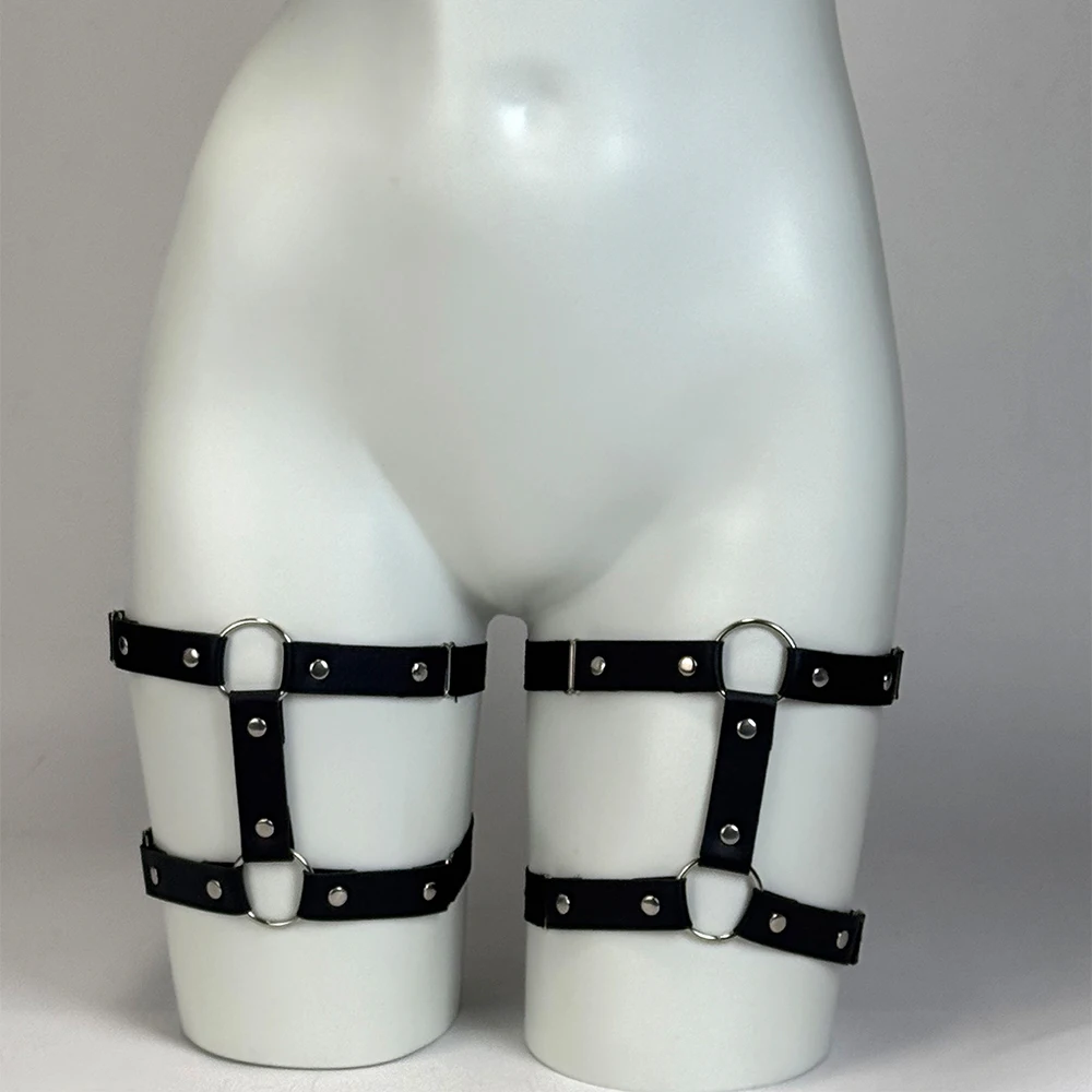 1 Paar schwarze modische Oberschenkelriemen für Damen, JK, verstellbare Oberschenkelriemen, Gothic-Punk-Oberschenkelriemen, modisches Oberschenkelzubehör – Detail 13
