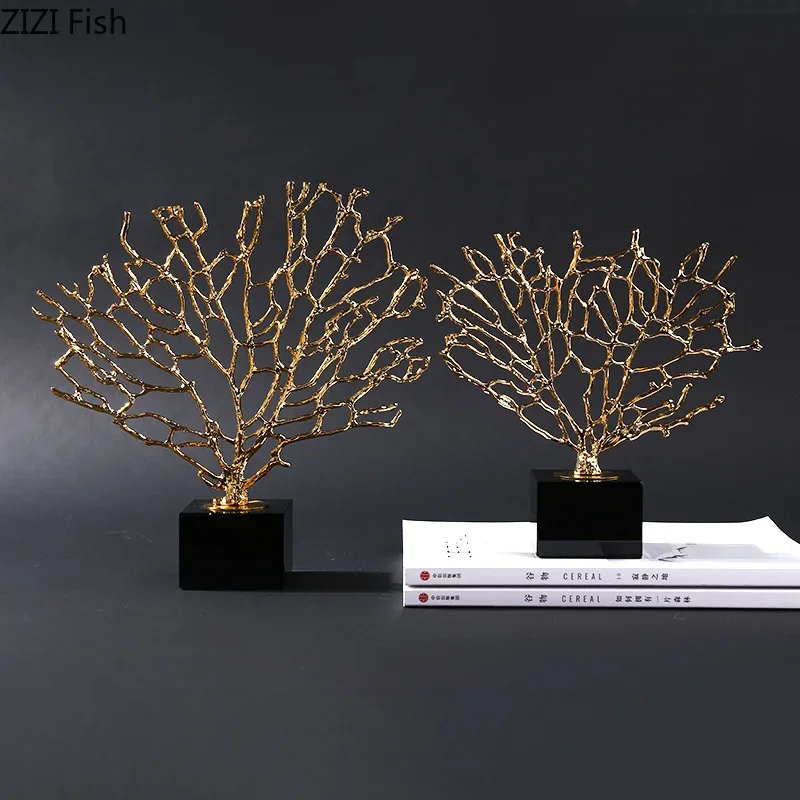 

Metal Marble Copper Coral Tree Artificial Plants Golden Modern Home Decoration Handicraft Furnishings Modern Home Decoration