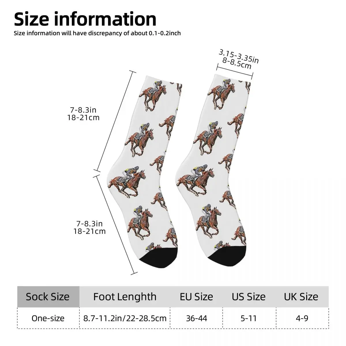 Horse Racing Socks Harajuku Sweat Absorbing Stockings All Season Long Socks Accessories for Unisex Gifts