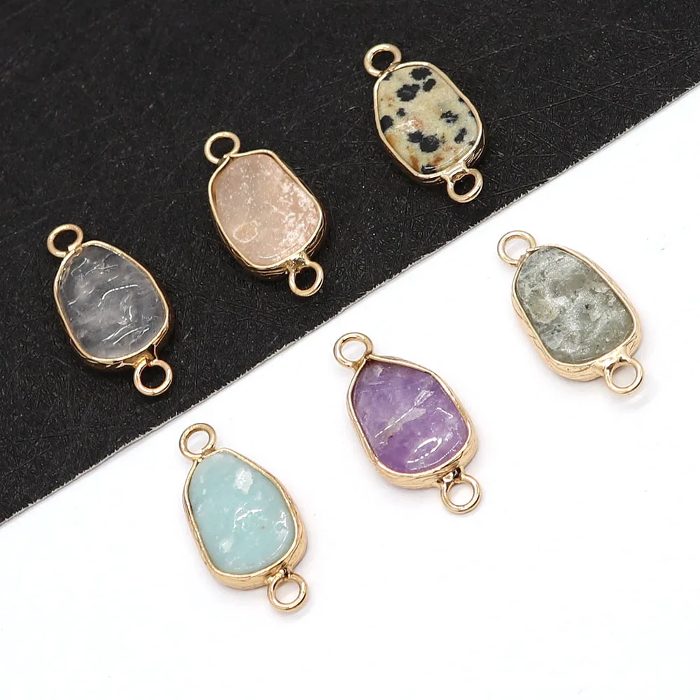 Natural Stone Irregular Onyx Pendant 10x24mm Double Hole Connector Amethyst Charm DIY Necklace Earring Fashion Jewelry Accessory