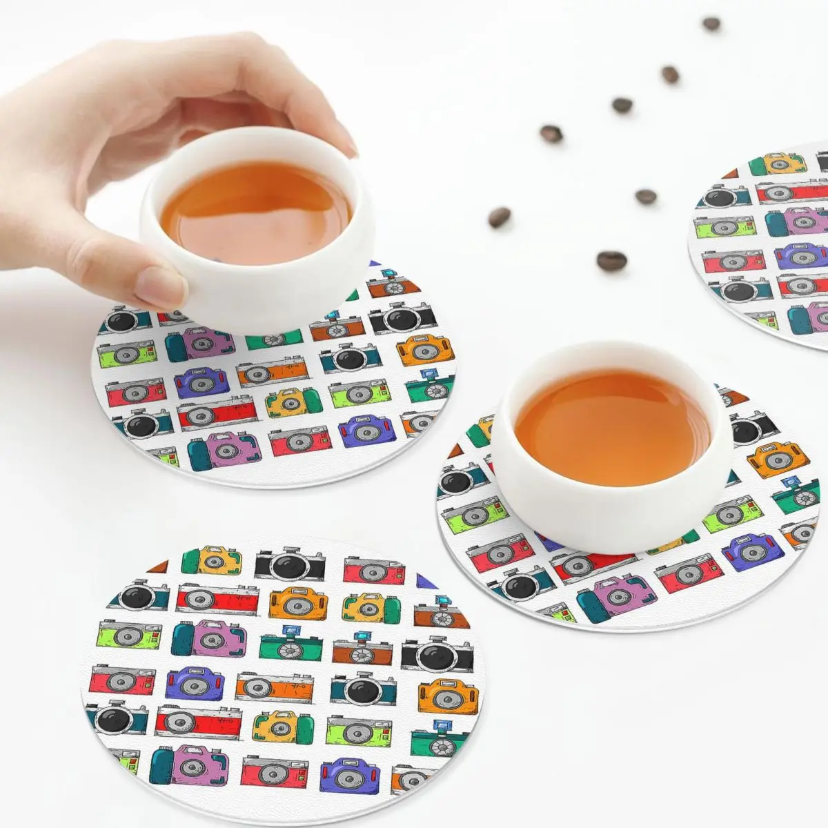 Retro Camera Coasters Kitchen Placemats Non-slip Insulation Cup Coffee Mats For Decor Home Tableware Pads Set of 4